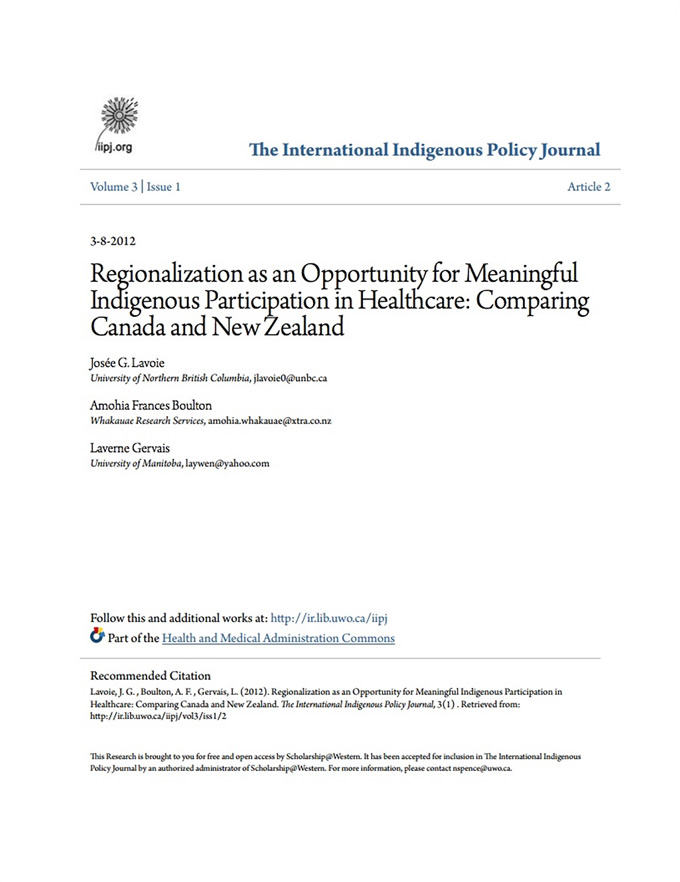 Regionalization as an Opportunity for Meaningful Indigenous Participation in Healthcare: Comparing Canada and New Zealand