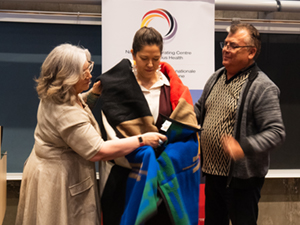 Blanket Ceremony, Julie Daum, Dr. Terri Aldred, and Dr. Warner Adam