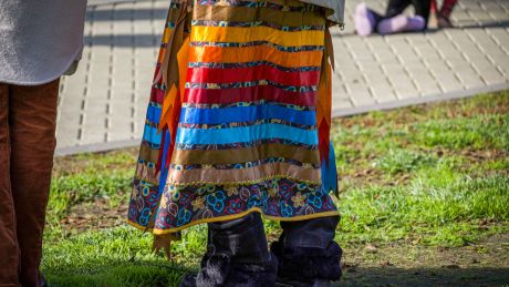 Close up of a ribbon skirt. Photo credit Chris Allen.